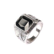 Yiwu fábrica Black gemstone jóias anel de liga de moda anel grande